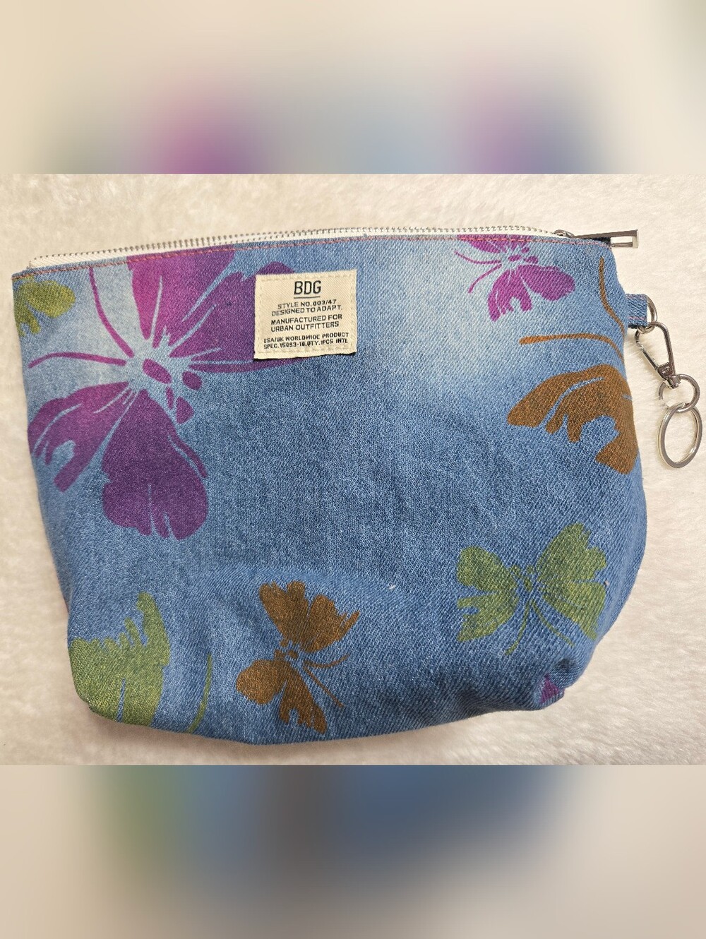 Urban Outfitters BDG Butterfly Print 100% Cotton Zip Cosmetic Pouch